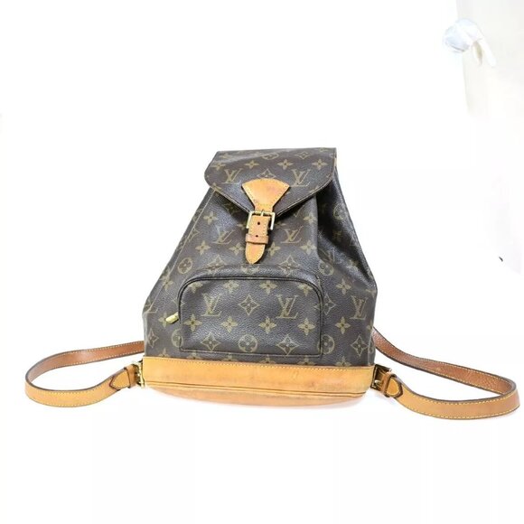 LOUIS VUITTON Montsouris MM Backpack Bag Monogram Leather Brown - Picture 1 of 16